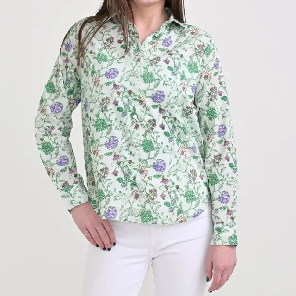 Mila Floral Emerald Button Down Blouse
