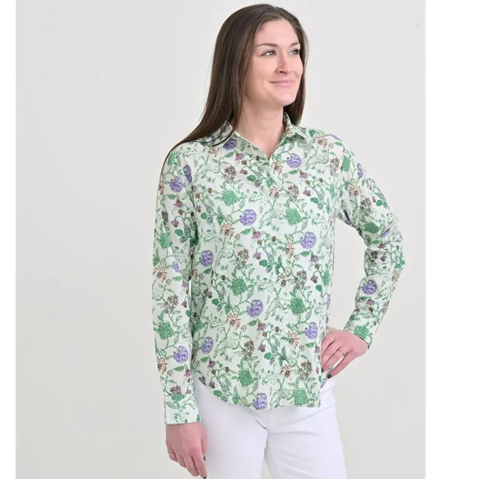 Mila Floral Emerald Button Down Blouse