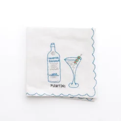Mixed Drink Embroidered Linen Cocktail Napkins | Set of 6