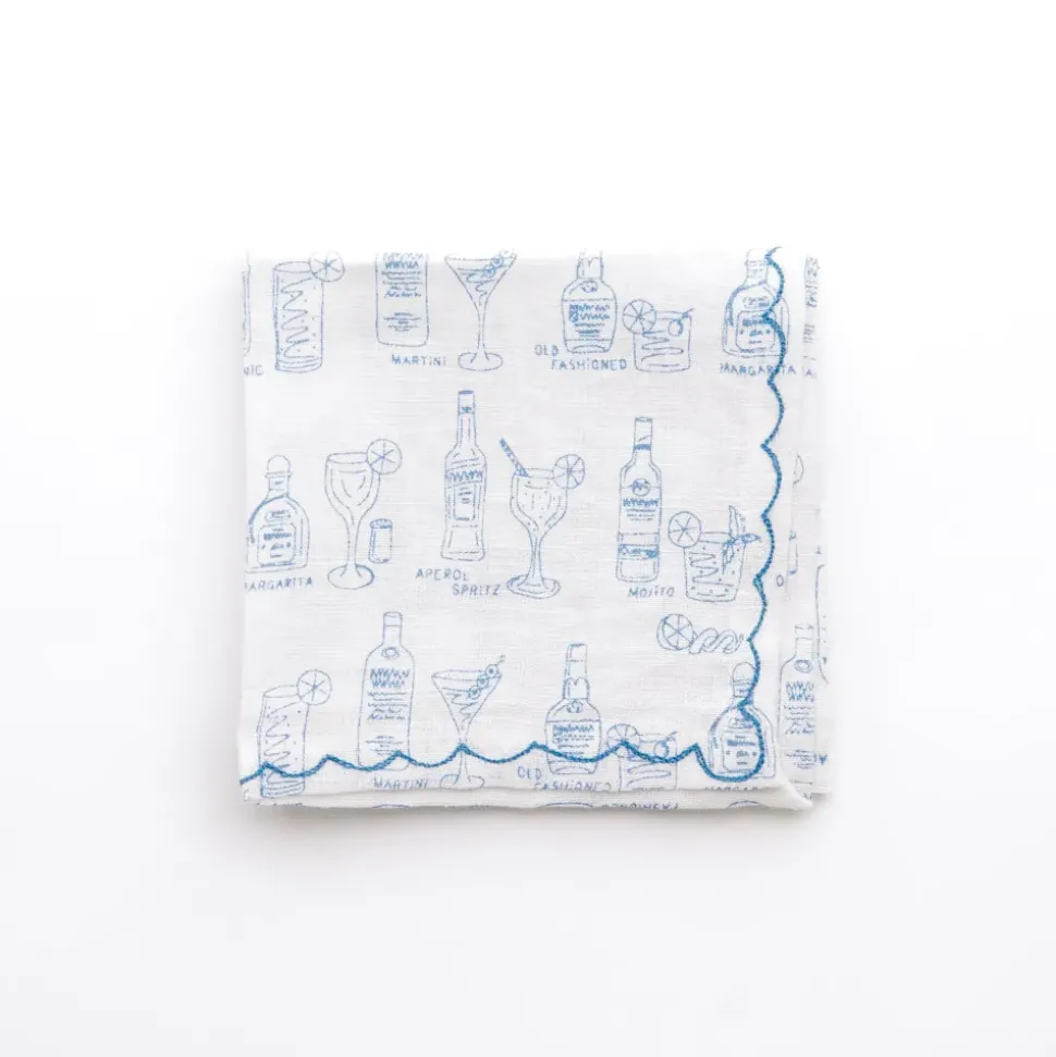 Mixed Drink Printed Linen Cocktail Napkins | Set of 6