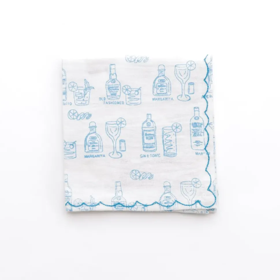 Mixed Drink Printed Linen Cocktail Napkins | Set of 6