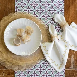 Mustard Poplar Leaf Napkin Rings | Set of 4