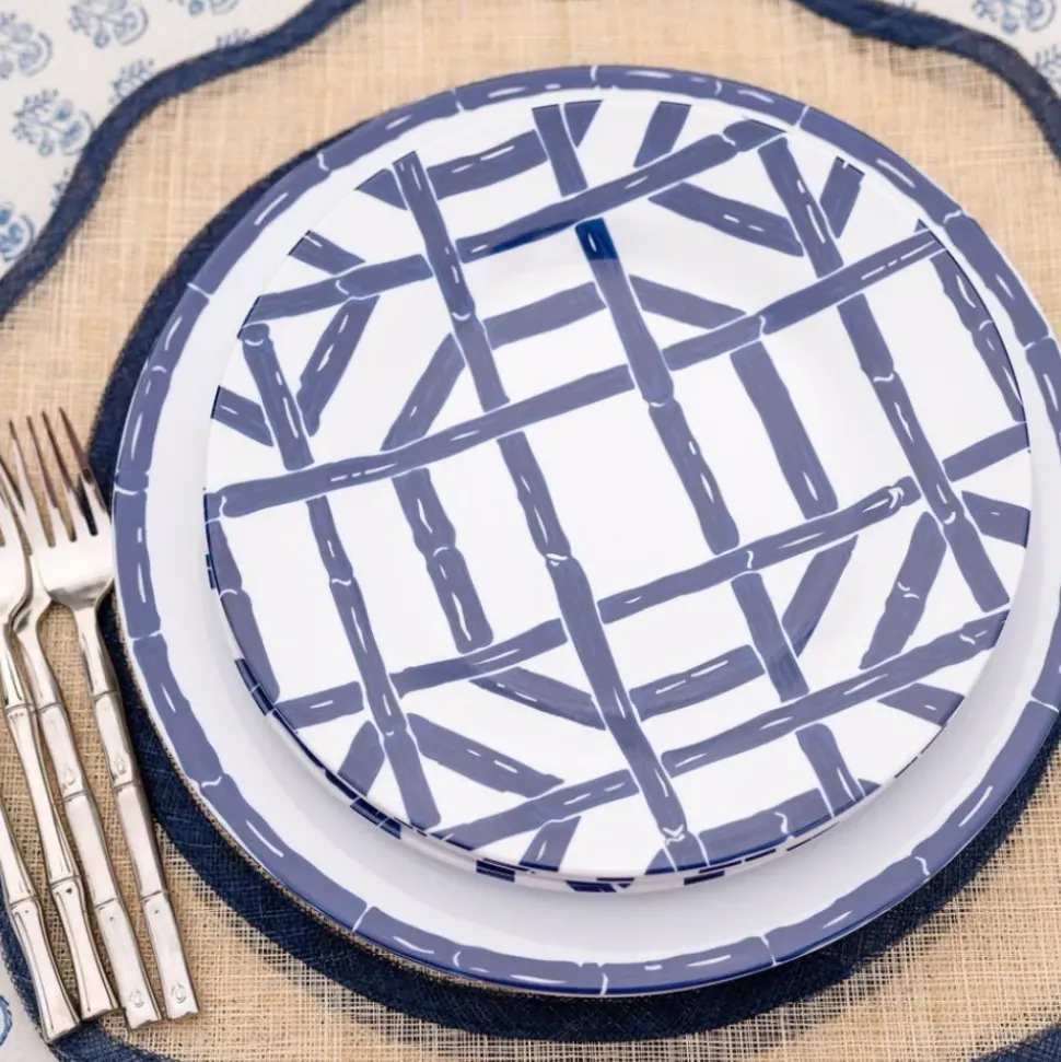 Navy Bamboo Melamine Dinner Plates