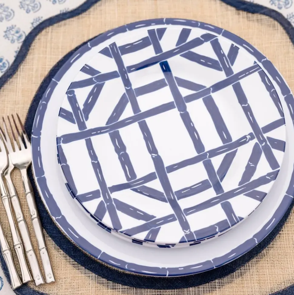 Navy Bamboo Melamine Luncheon Plates