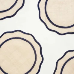 Navy Blue Scalloped Edge Natural Fiber Round Placemats