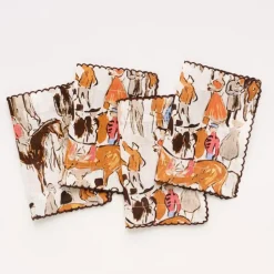 Paddock Scene Linen Cocktail Napkin | Set of 4