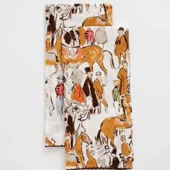 Paddock Scene Linen Fingertip Towels | Set of 2