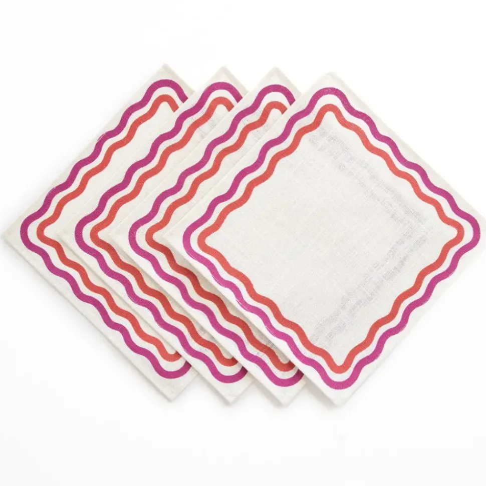 Pink Square Wave Placemat | Set of 4