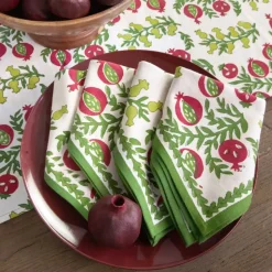 Pom Bells Basil & Magenta Napkin