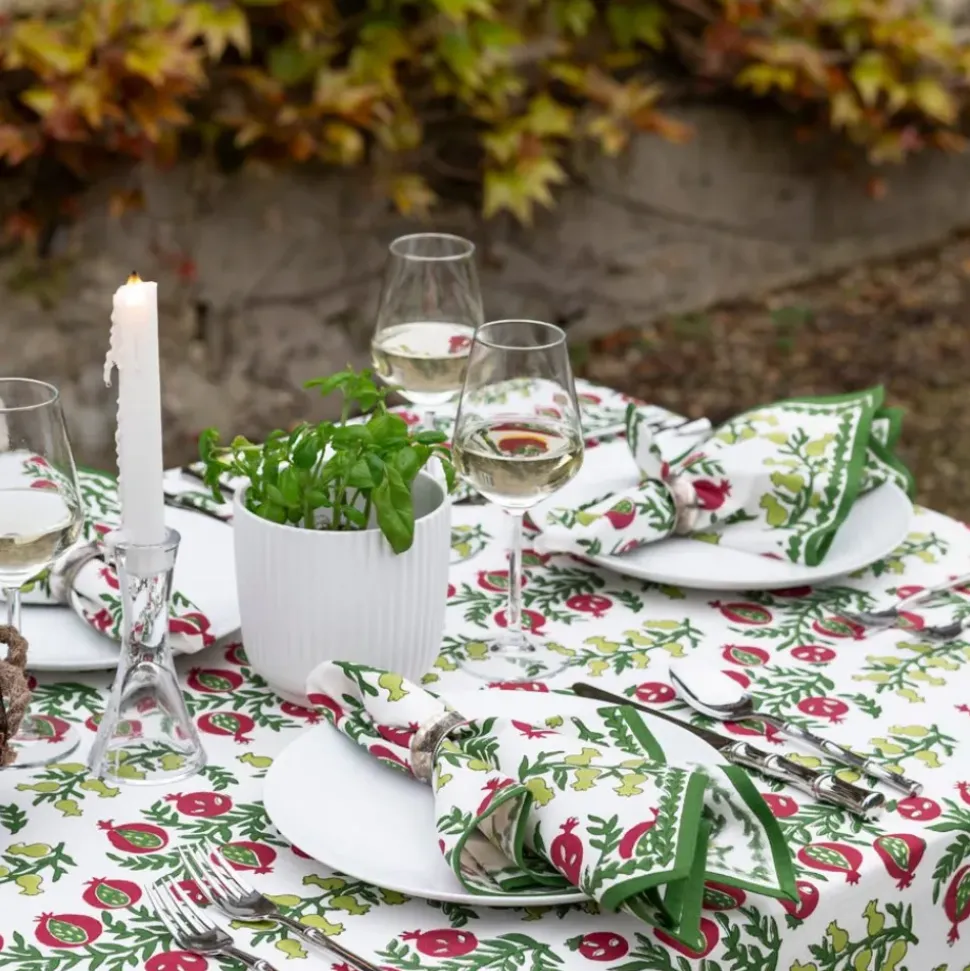 Pom Bells Basil & Magenta Napkin