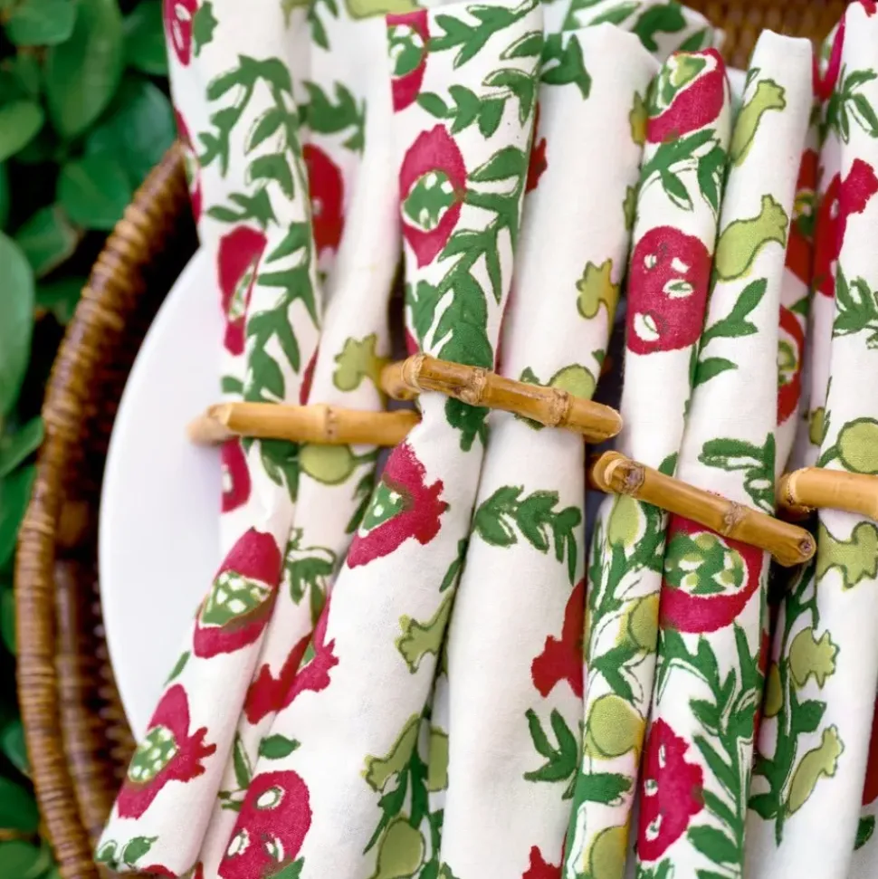 Pom Bells Basil & Magenta Napkin