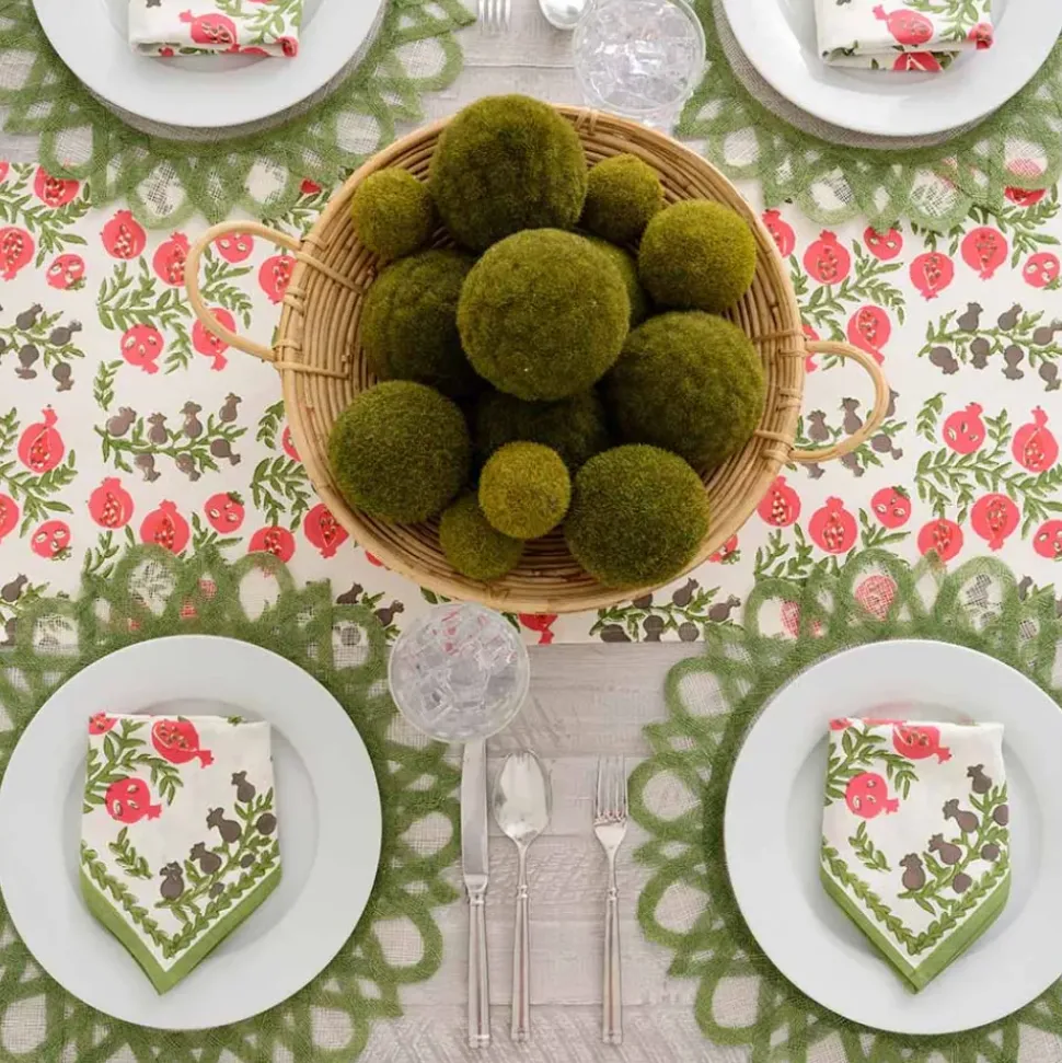 Pom Bells Fern & Poppy Table Runner