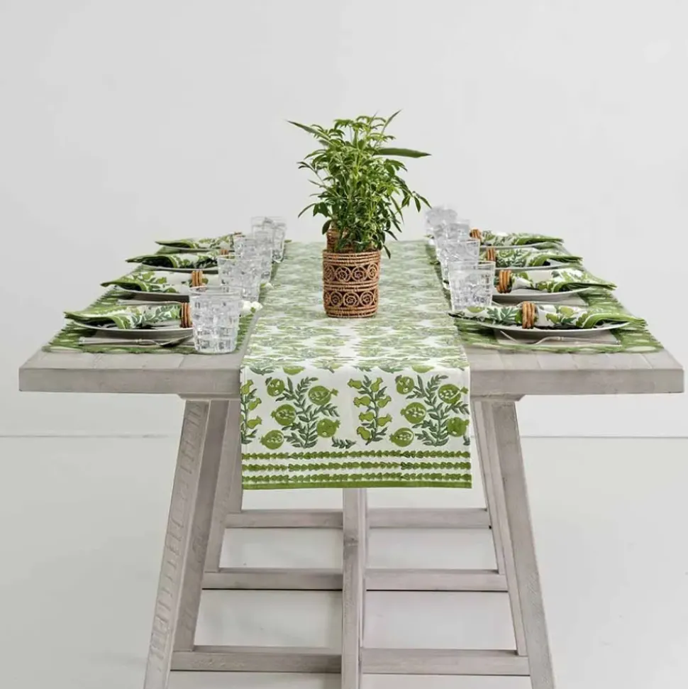 Pom Bells Green Table Runner