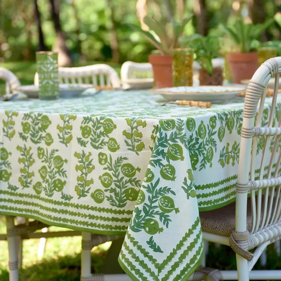 Pom Bells Green Tablecloth