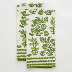 Pom Bells Green Tea Towels | Set of 2