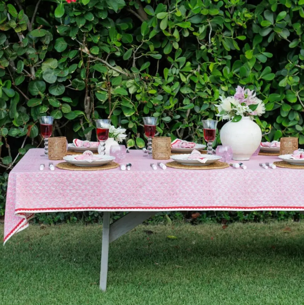 Pom Buti Pink Tablecloth
