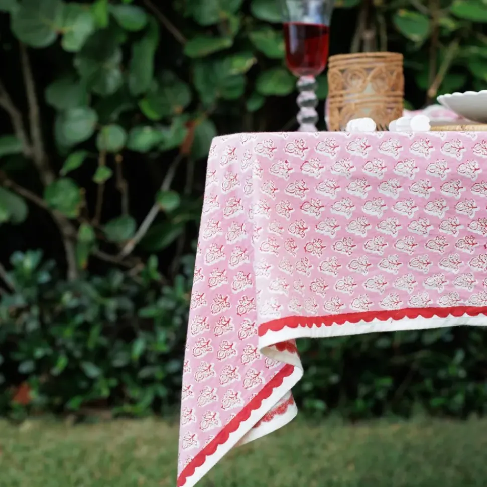 Pom Buti Pink Tablecloth