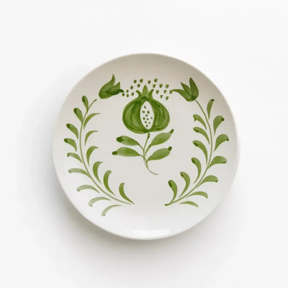 Pomegranate Crest Green Appetizer Plate | Set of 4