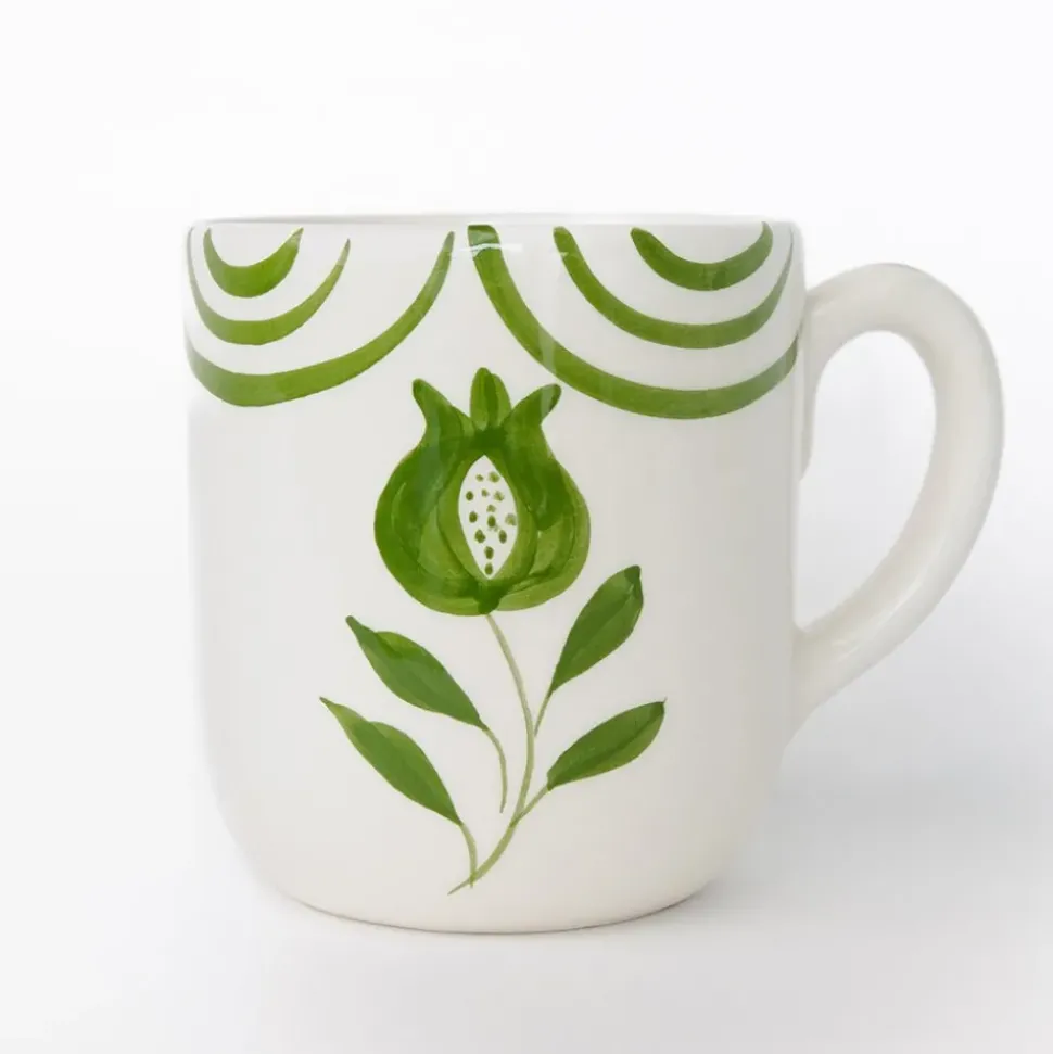 Pomegranate Crest Green Mug | Set of 2
