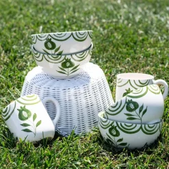 Pomegranate Crest Green Mug | Set of 2