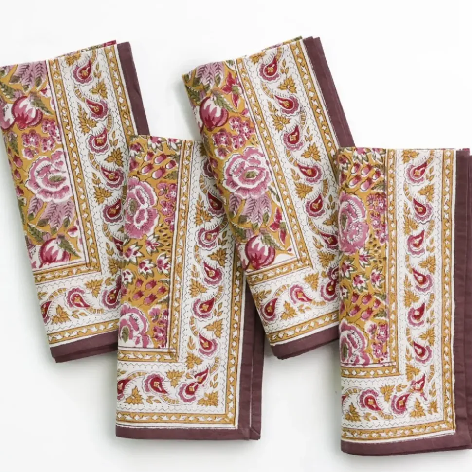 Pomegranate Garden Plum & Ochre Napkin | Set of 4