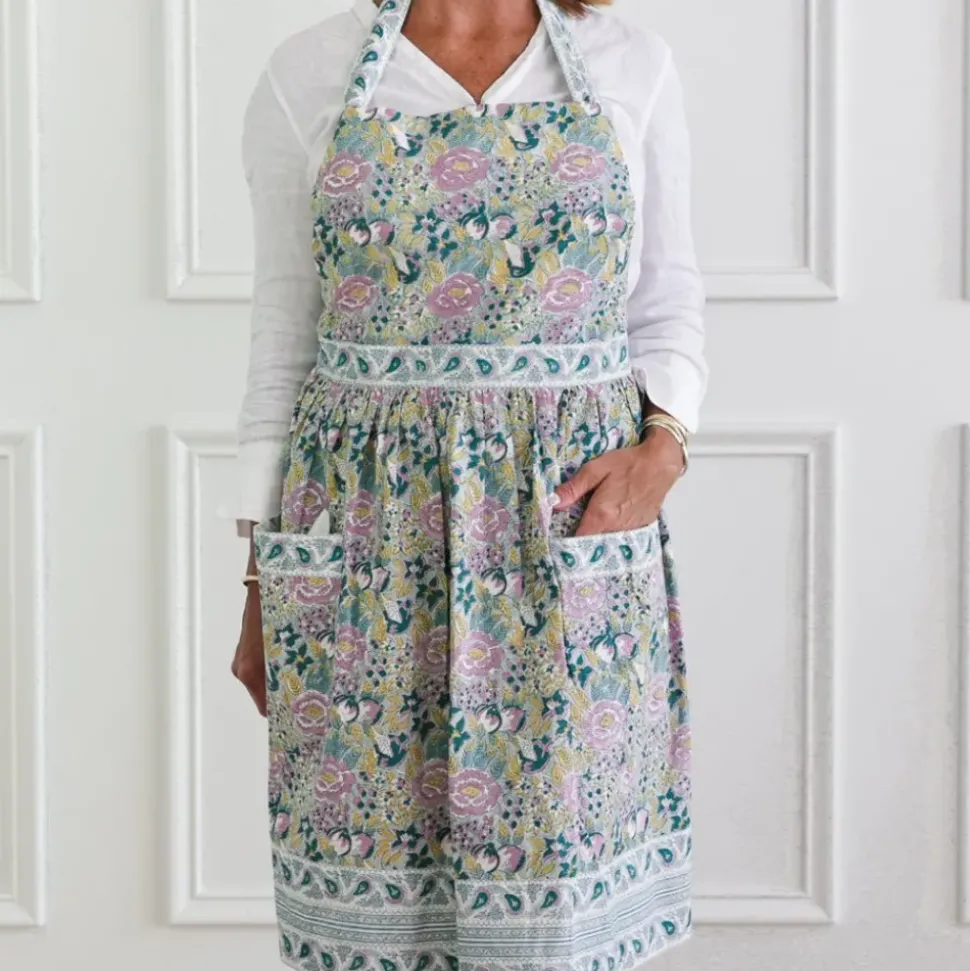 Pomegranate Garden Teal & Lilac Apron