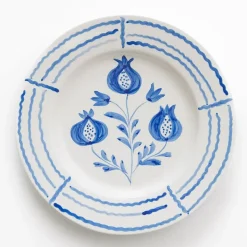 Pomegranate Trio Sketch Cobalt Blue Dinner Plate | Set of 2