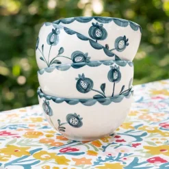 Pomegranate Trio Vine Teal Bowl | Set of 2