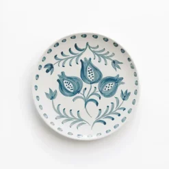 Pomegranate Trio Vine Teal Appetizer Plate | Set of 4