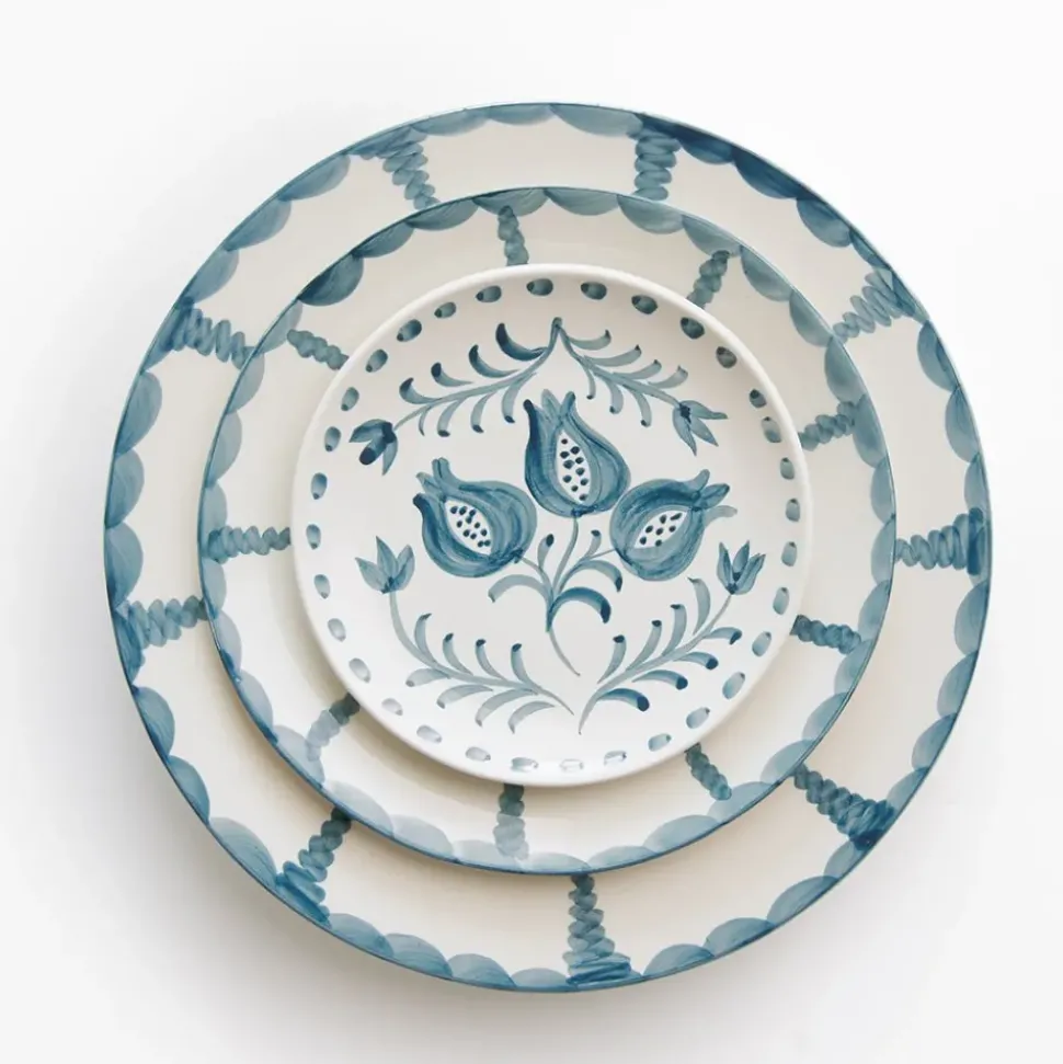 Pomegranate Trio Vine Teal Appetizer Plate | Set of 4