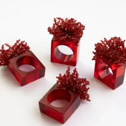 Red Acrylic Beaded Napkin Ring | Set of 4
