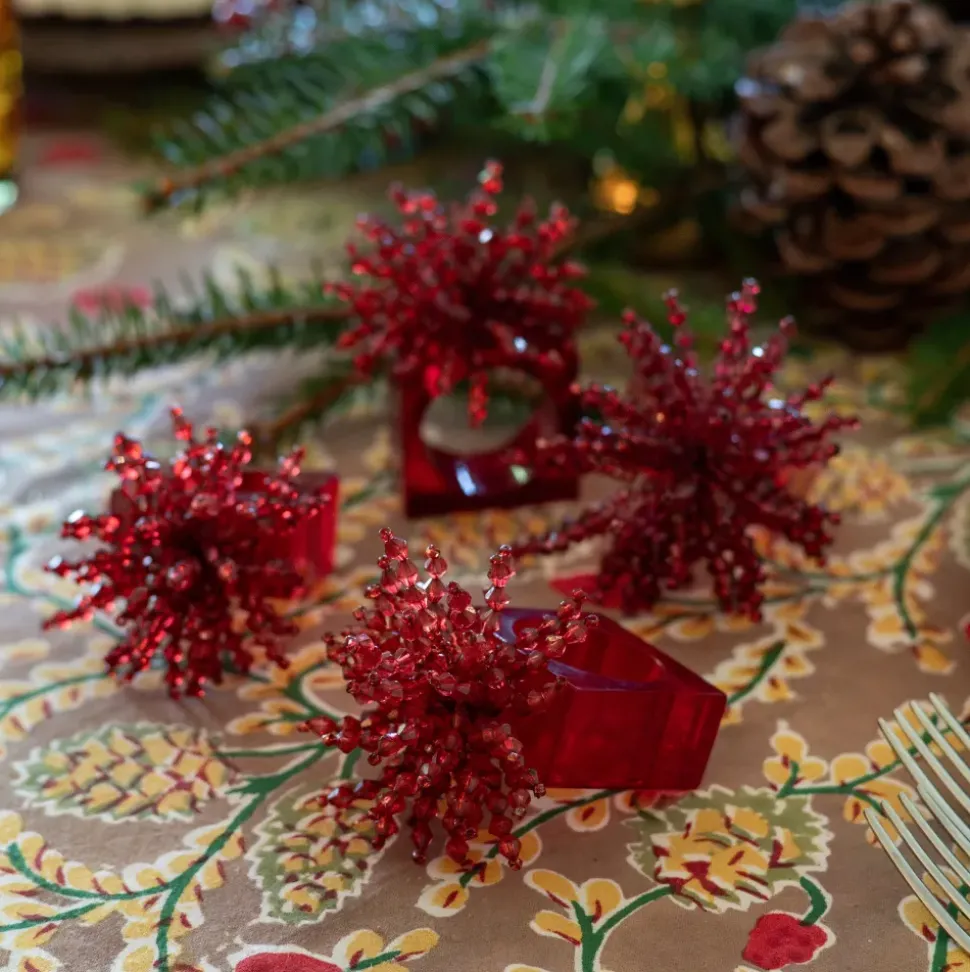 Red Acrylic Beaded Napkin Ring | Set of 4