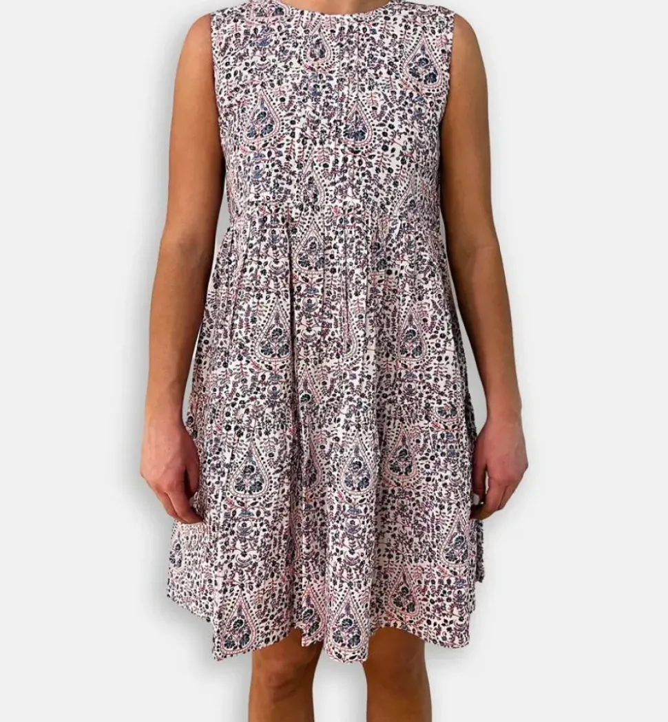 Red & Blue Paisley Layered Dress
