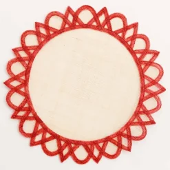Red Bordered Round Woven Easy Care Placemats