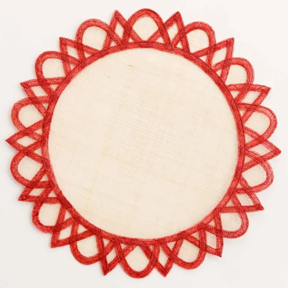 Red Bordered Round Woven Easy Care Placemats