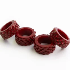 Red Round Resin Beaded Napkin Ring | Set of 4
