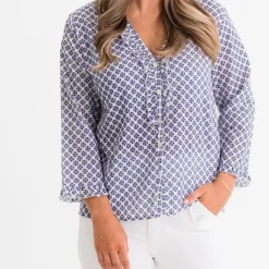 Royal Clover Flange Button Blouse