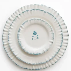 Ruffled Teal Appetizer Plate | Set of 4