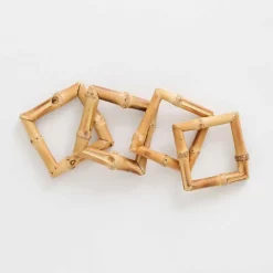Square Bamboo Napkin Rings | Set of 4