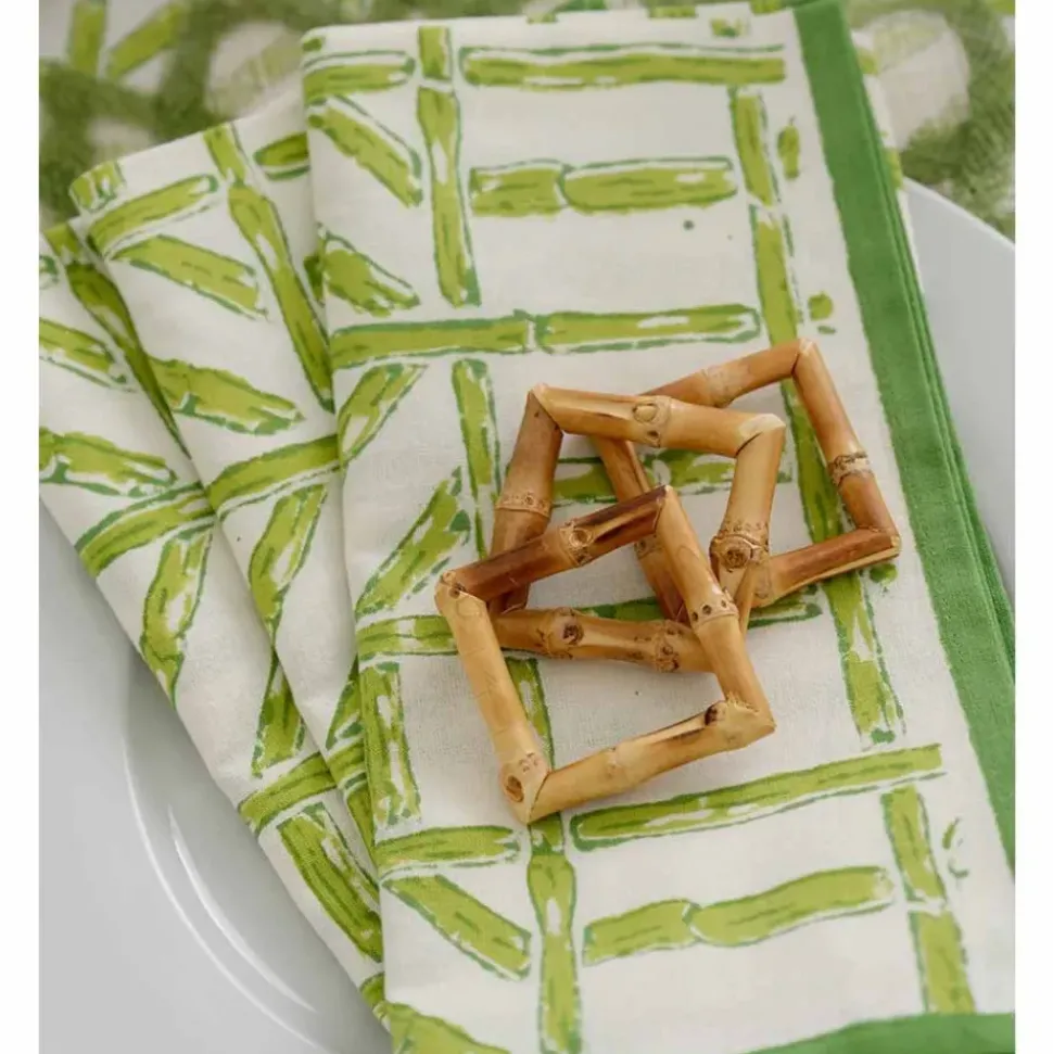 Square Bamboo Napkin Rings | Set of 4