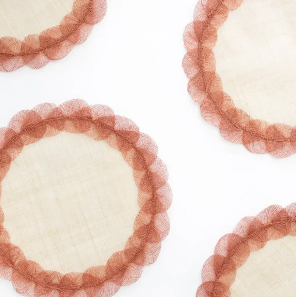 Terracotta Poplar Leaf Rice Paper Placemat | Set of 4