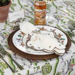 Twig & Bud Brown Embroidered Linen Napkin | Set of 4