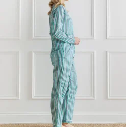 Watercolor Green Stripe Pajama Set