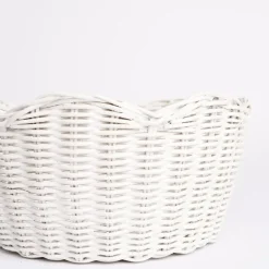 White Wicker Scalloped Bowl