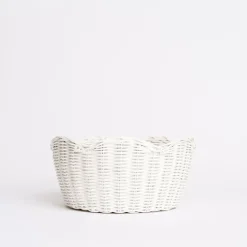 White Wicker Scalloped Bowl