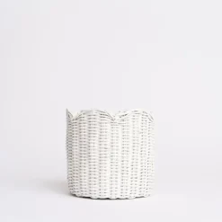White Wicker Scalloped Container