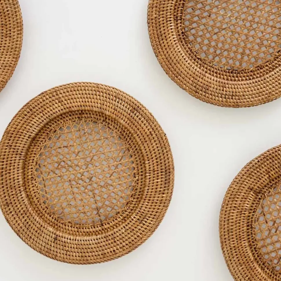 Woven honey rattan charger