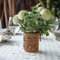 Woven natural Candle Holder / Vase Large
