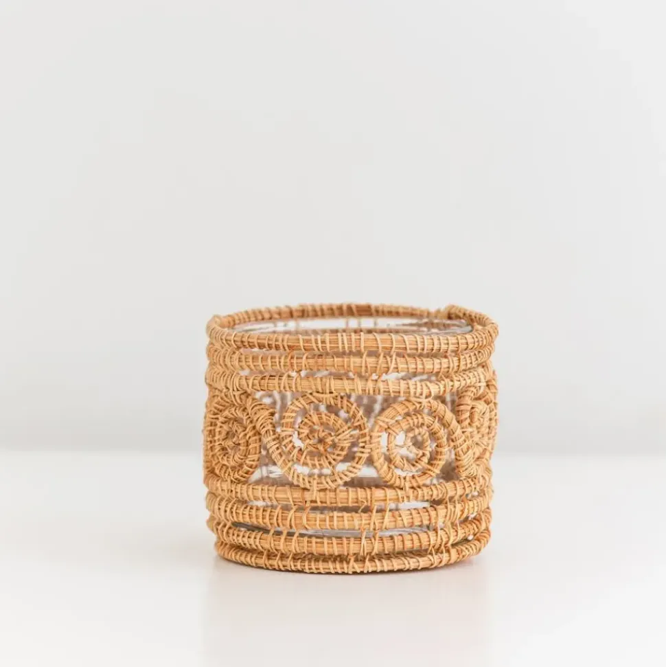 Woven Natural Candle Holder / Vase Small