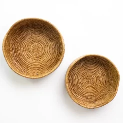 Woven Rattan Scalloped Bowl